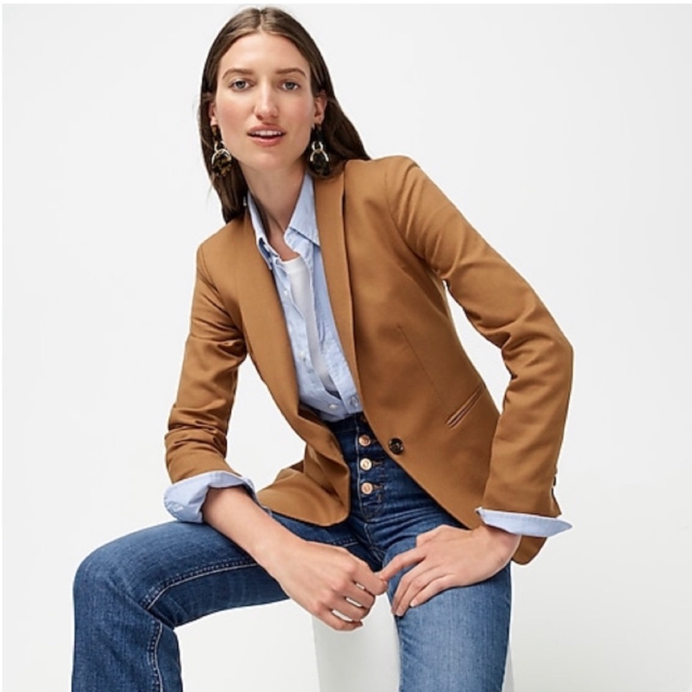 J. Crew Tan Blazer Tailored Suede Hip-Length